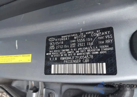 2015 Hyundai Genesis 5.0 z USA, uszkodzony, nr VIN KMHGN4JF7FU054578